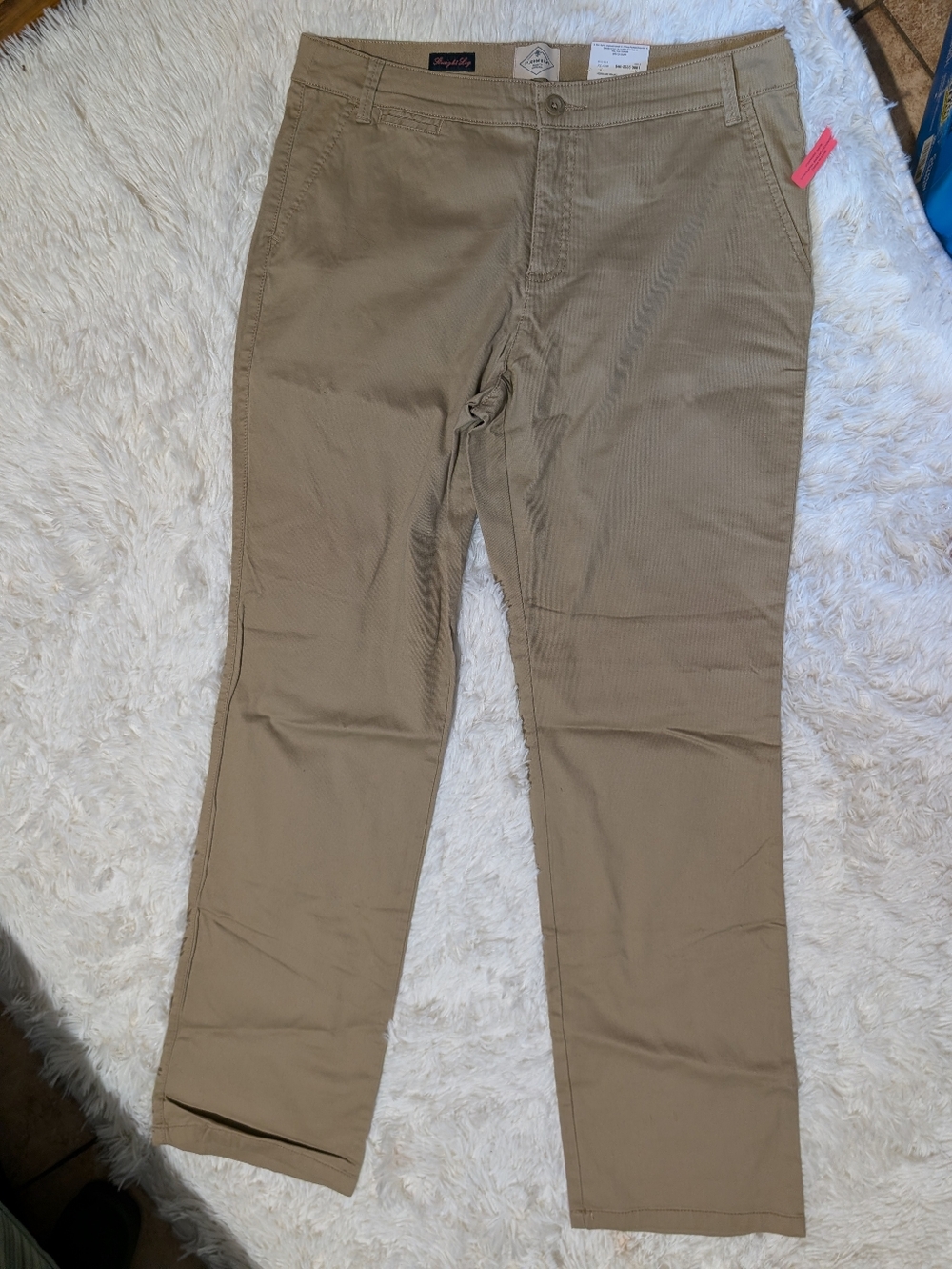 St. John's Bay Heritage Khaki Straight Fit Cotton Straight Leg Pants Size 12 NWT